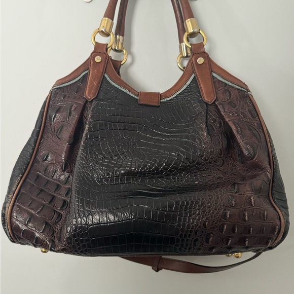 BRAHMIN ELISA HOBO SACHEL BAG CROC EMBOSSED LEATHER CHARM & TASSEL - Picture 8 of 14